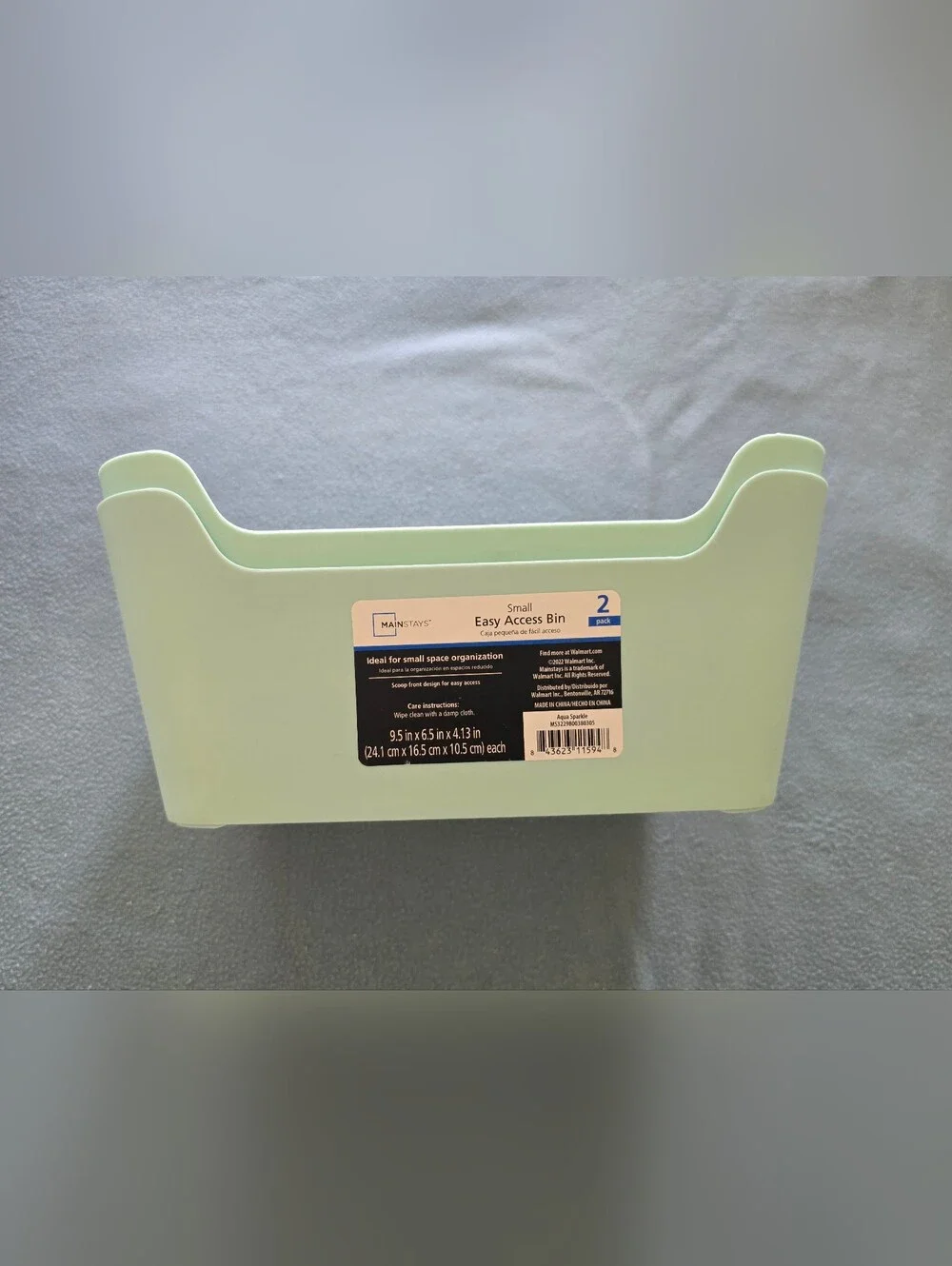 Mainstays Mint Green Small Easy-Access Storage Bin - 2 Pack